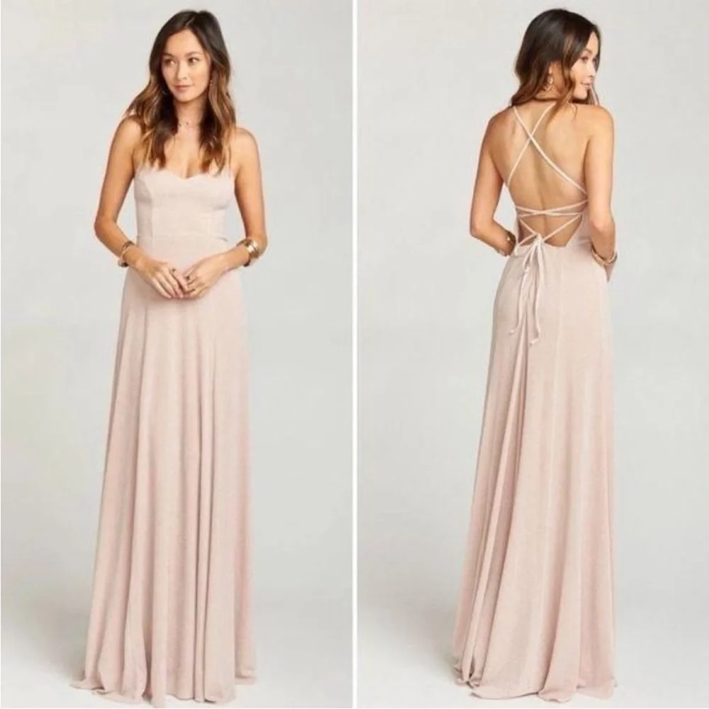 Show Me Your MuMu Godshaw Goddess Gown Backless, Shine Blush Bridesmaid Dress - Picture 1 of 6